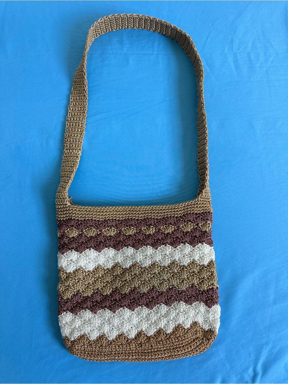 Handmade Boho Crochet Shoulder Bag - Excellent Condition
